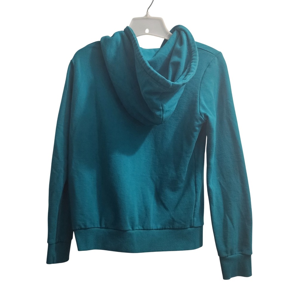 Forever 21 Teal‎ Blue Zip Up Hoodie Sweatshirt Womens Medium - Picture 2 of 9